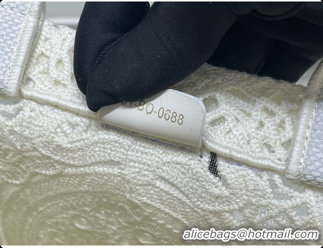 Most Popular Dior Medium Dior Book Tote with Strap Latte Embroidered Crochet with Dior Médaillon Signature D100735 2026