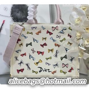 New Design Dior Dioriviera Medium Dior Book Tote with Strap in Latte Multicolor Dior Bows Embroidery D100738 2026