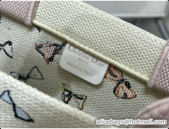 New Design Dior Dioriviera Medium Dior Book Tote with Strap in Latte Multicolor Dior Bows Embroidery D100738 2026