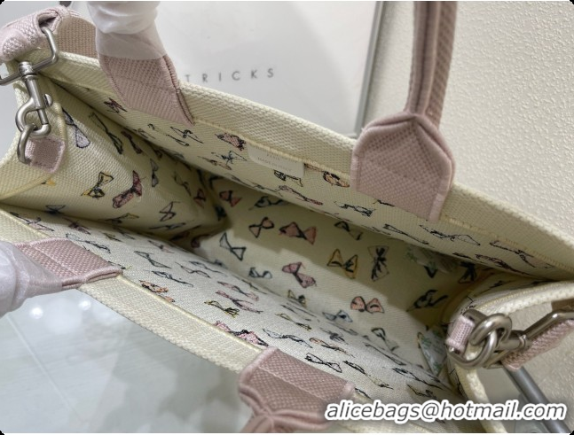 New Design Dior Dioriviera Medium Dior Book Tote with Strap in Latte Multicolor Dior Bows Embroidery D100738 2026