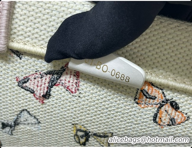 New Design Dior Dioriviera Medium Dior Book Tote with Strap in Latte Multicolor Dior Bows Embroidery D100738 2026