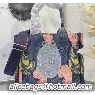 Top Quality Dior Small Book Tote Bag in Embroidered Dior Médaillon D100741 Grey/Pink 2026