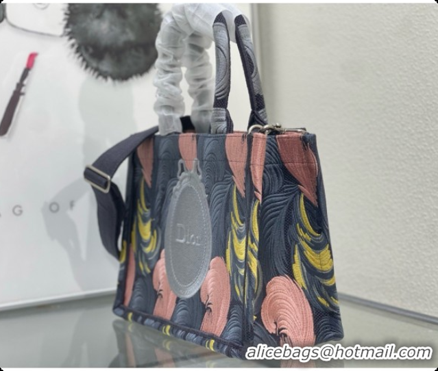 Top Quality Dior Small Book Tote Bag in Embroidered Dior Médaillon D100741 Grey/Pink 2026