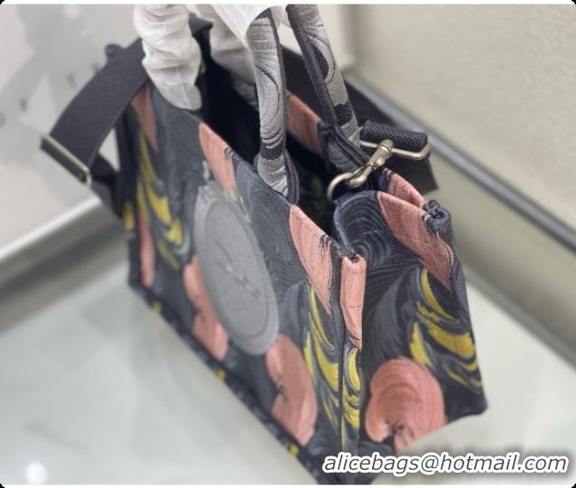 Top Quality Dior Small Book Tote Bag in Embroidered Dior Médaillon D100741 Grey/Pink 2026