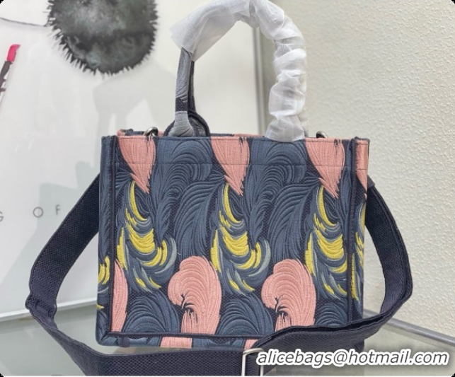 Top Quality Dior Small Book Tote Bag in Embroidered Dior Médaillon D100741 Grey/Pink 2026