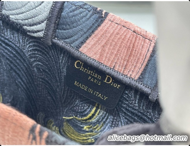 Top Quality Dior Small Book Tote Bag in Embroidered Dior Médaillon D100741 Grey/Pink 2026