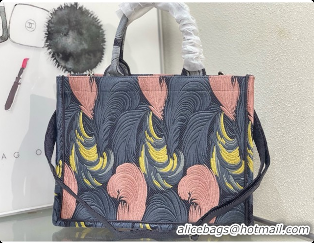 Affordable Price Dior Medium Book Tote Bag with Strap in Embroidered Dior Médaillon D100742 Grey/Pink 2026