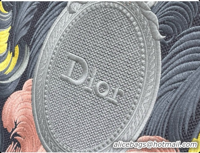 Affordable Price Dior Medium Book Tote Bag with Strap in Embroidered Dior Médaillon D100742 Grey/Pink 2026