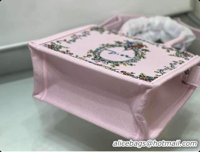 New Style Dior Dioriviera Small Book Tote with Strap in Pink Multicolor Dior Arabesque Embroidery D100745 2026