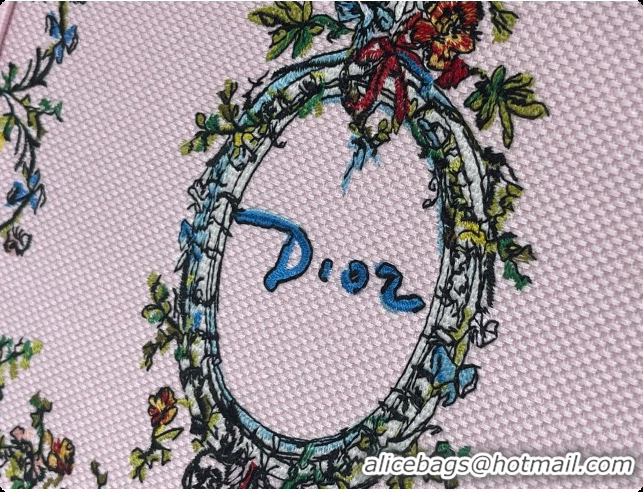 New Style Dior Dioriviera Small Book Tote with Strap in Pink Multicolor Dior Arabesque Embroidery D100745 2026