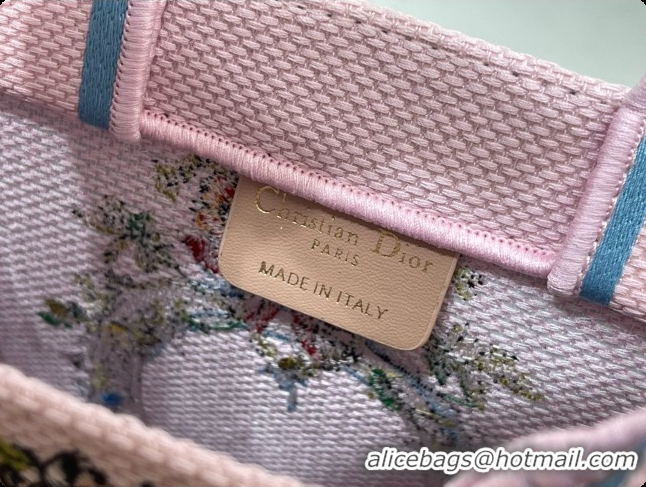New Style Dior Dioriviera Small Book Tote with Strap in Pink Multicolor Dior Arabesque Embroidery D100745 2026