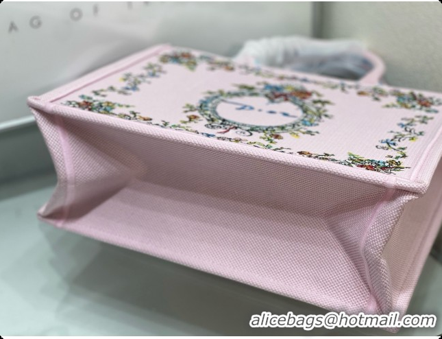 Low Price Dior Dioriviera Medium Book Tote with Strap in Pink Multicolor Dior Arabesque Embroidery D100746 2026