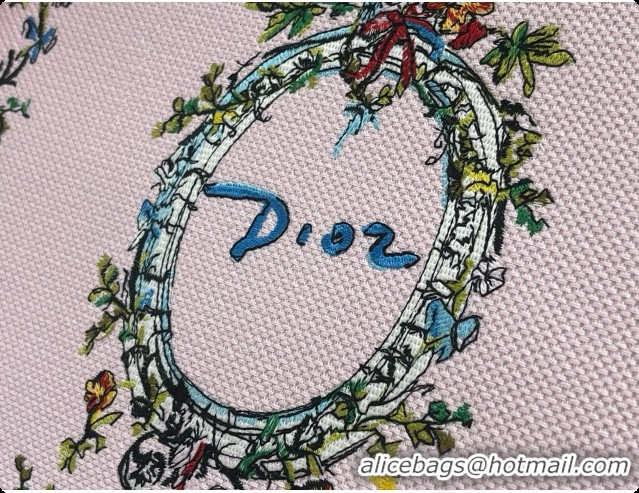 Low Price Dior Dioriviera Medium Book Tote with Strap in Pink Multicolor Dior Arabesque Embroidery D100746 2026