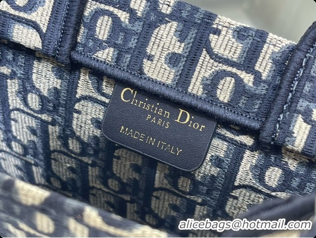 Online Discount Dior Small Dior Book Tote with Strap in Blue Dior Oblique Jacquard and Embroidered Dior Médaillon D10074