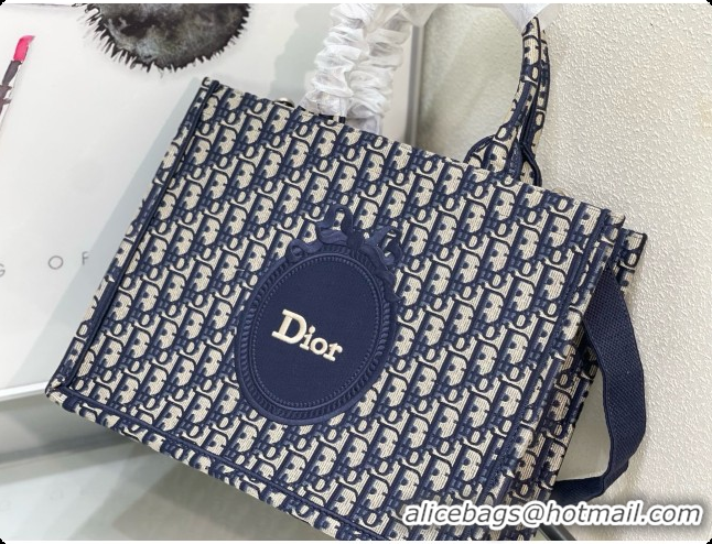 Best Price Dior Medium Dior Book Tote with Strap in Blue Dior Oblique Jacquard and Embroidered Dior Médaillon D100748 20