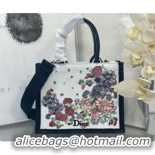 New Style Dior Small Dior Book Tote with Strap Multicolor Dior Hortensia Garden Embroidery D100751 2026