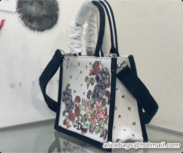 New Style Dior Small Dior Book Tote with Strap Multicolor Dior Hortensia Garden Embroidery D100751 2026