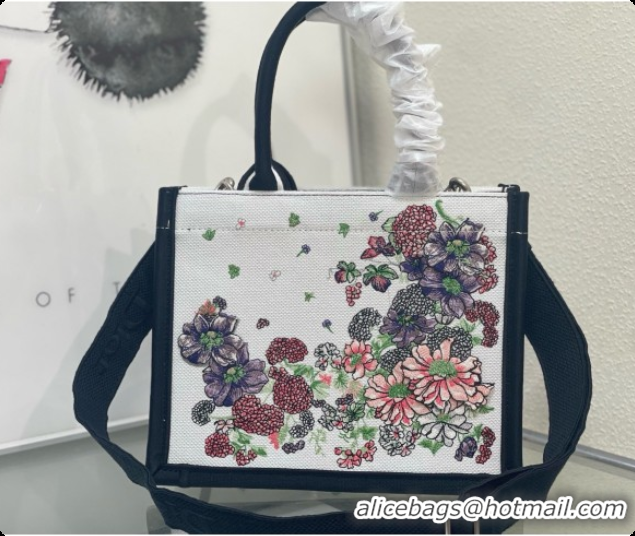 New Style Dior Small Dior Book Tote with Strap Multicolor Dior Hortensia Garden Embroidery D100751 2026