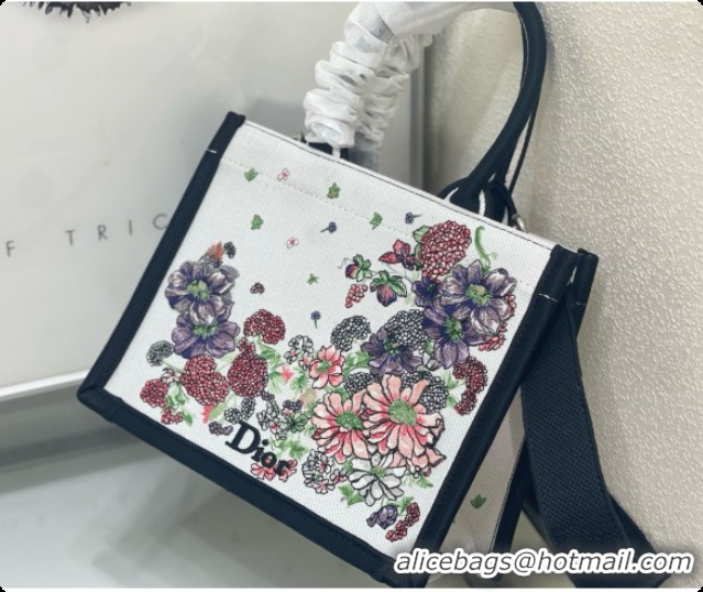 New Style Dior Small Dior Book Tote with Strap Multicolor Dior Hortensia Garden Embroidery D100751 2026