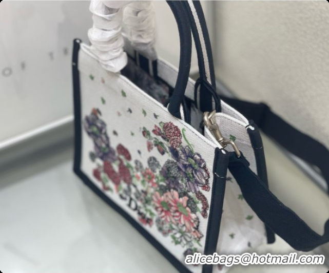 New Style Dior Small Dior Book Tote with Strap Multicolor Dior Hortensia Garden Embroidery D100751 2026