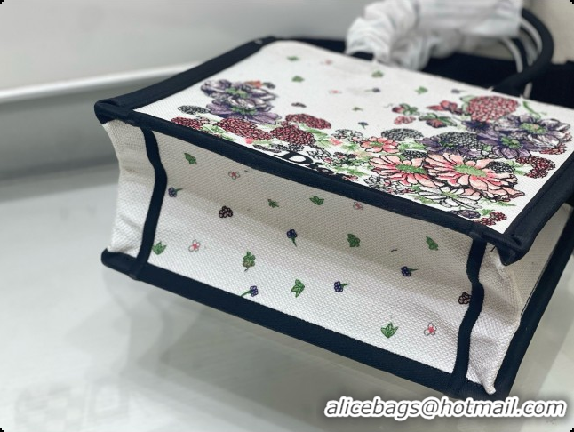 New Style Dior Small Dior Book Tote with Strap Multicolor Dior Hortensia Garden Embroidery D100751 2026