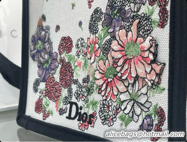 New Style Dior Small Dior Book Tote with Strap Multicolor Dior Hortensia Garden Embroidery D100751 2026