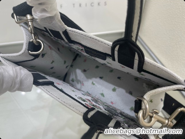 New Style Dior Small Dior Book Tote with Strap Multicolor Dior Hortensia Garden Embroidery D100751 2026