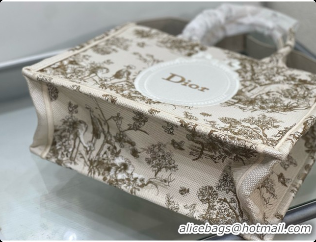 Comfortable Dioriviera Medium Dior Book Tote with Strap in Beige Multicolor Toile de Jouy Floral Garden Embroidery D1007