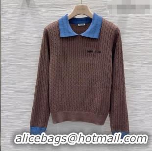 Buy Fashionable Miu Miu Wool Sweater M093052 Brown 2026