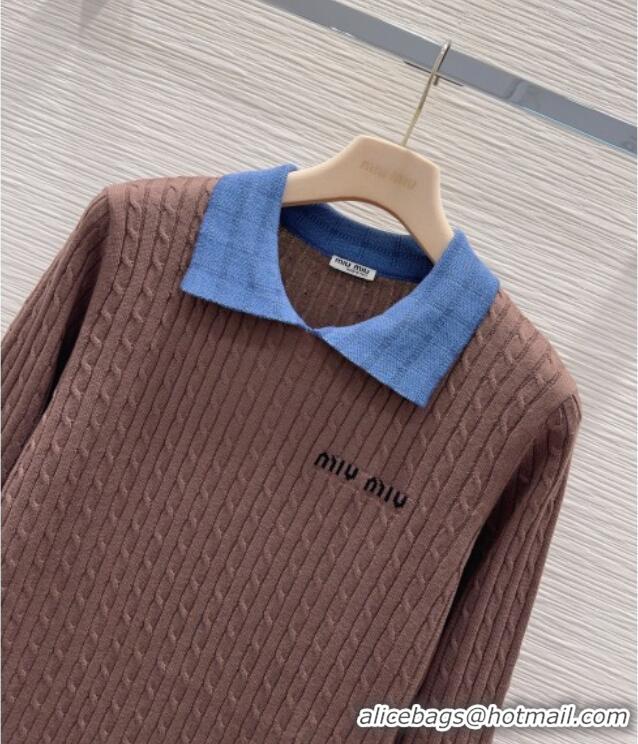 Buy Fashionable Miu Miu Wool Sweater M093052 Brown 2026