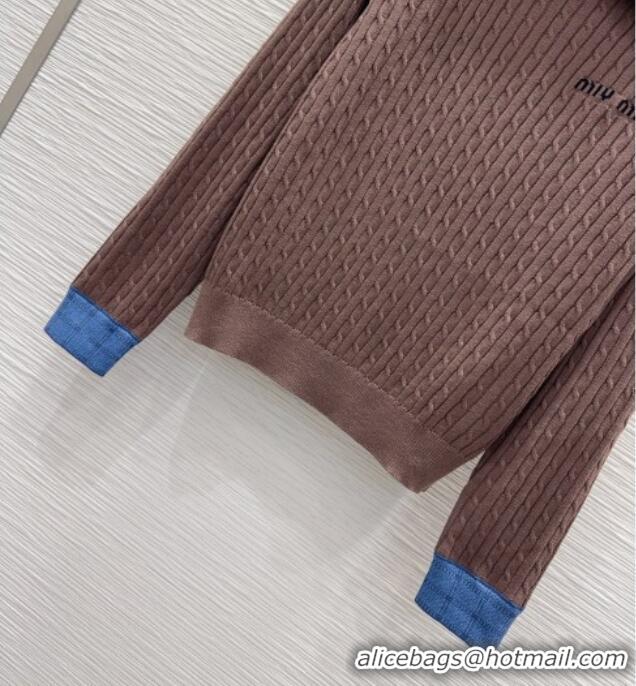 Buy Fashionable Miu Miu Wool Sweater M093052 Brown 2026