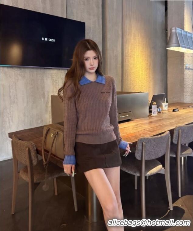 Buy Fashionable Miu Miu Wool Sweater M093052 Brown 2026
