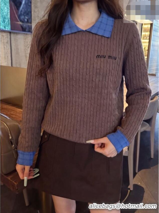 Buy Fashionable Miu Miu Wool Sweater M093052 Brown 2026