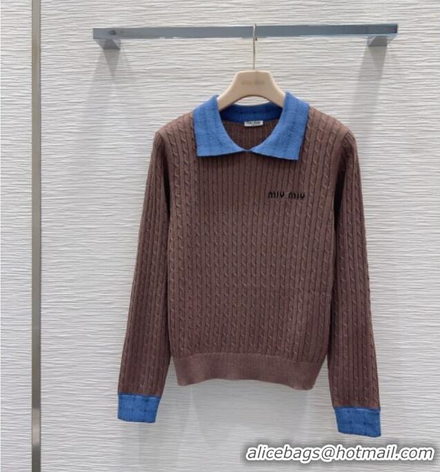 Buy Fashionable Miu Miu Wool Sweater M093052 Brown 2026