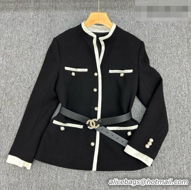 Good Looking Chanel Jacket with Belt CH100113 Black 2026