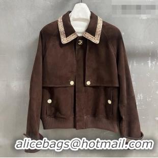 Grade Inexpensive Chanel Suede Jacket CH100120 Brown 2026
