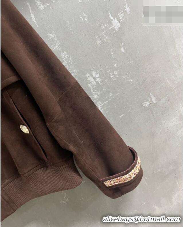 Grade Inexpensive Chanel Suede Jacket CH100120 Brown 2026