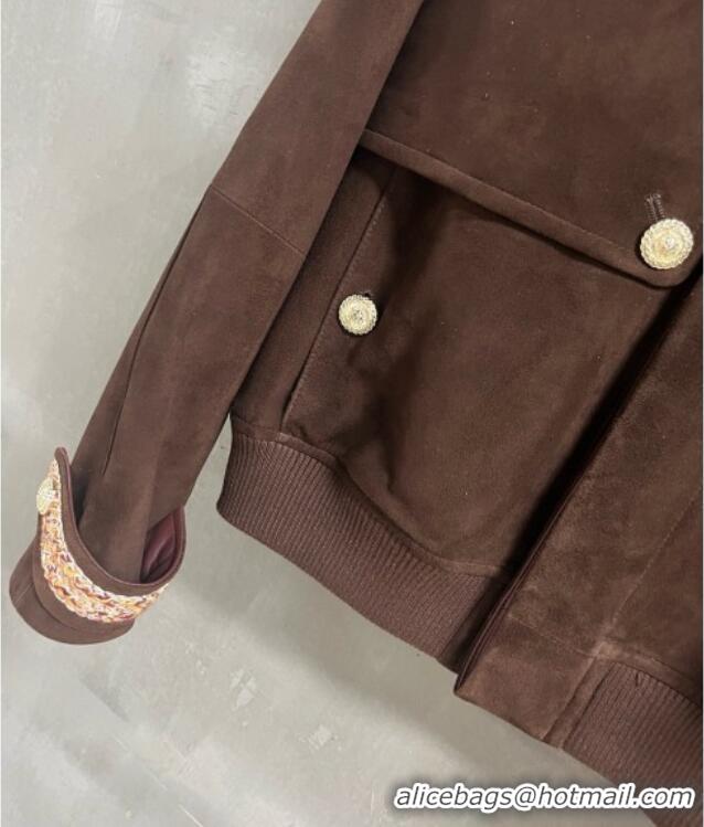 Grade Inexpensive Chanel Suede Jacket CH100120 Brown 2026