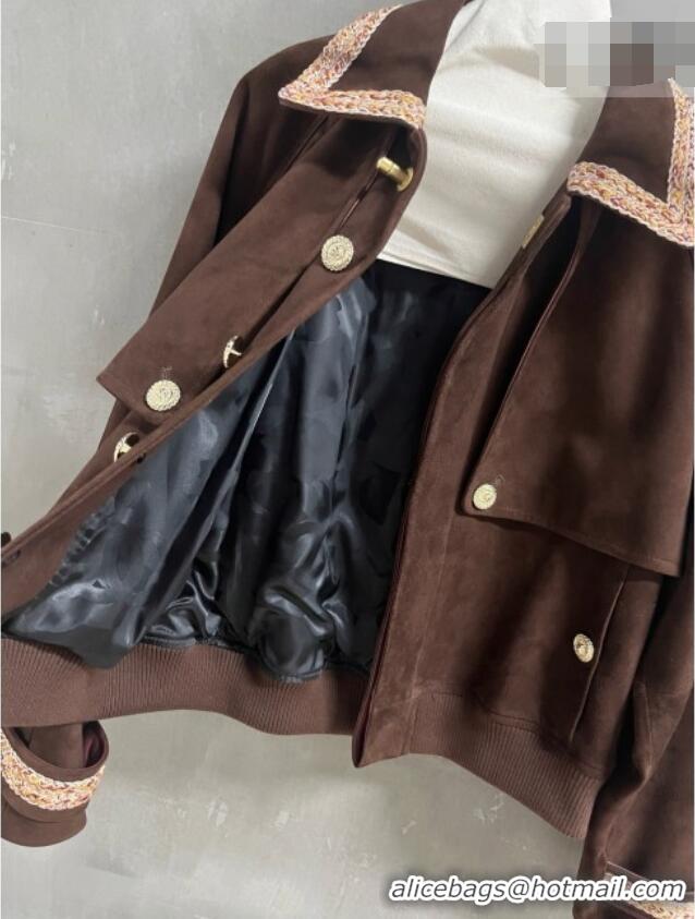 Grade Inexpensive Chanel Suede Jacket CH100120 Brown 2026