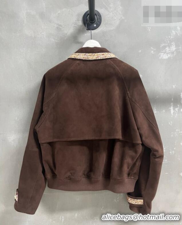 Grade Inexpensive Chanel Suede Jacket CH100120 Brown 2026