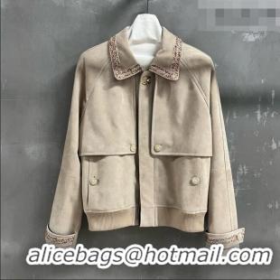 Luxury Discount Chanel Suede Jacket CH100121 Beige 2026