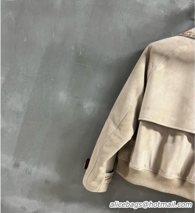 Luxury Discount Chanel Suede Jacket CH100121 Beige 2026