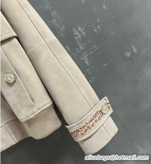 Luxury Discount Chanel Suede Jacket CH100121 Beige 2026