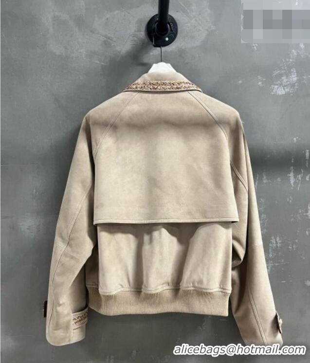 Luxury Discount Chanel Suede Jacket CH100121 Beige 2026