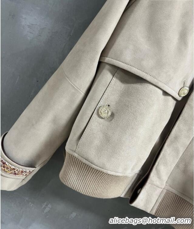 Luxury Discount Chanel Suede Jacket CH100121 Beige 2026