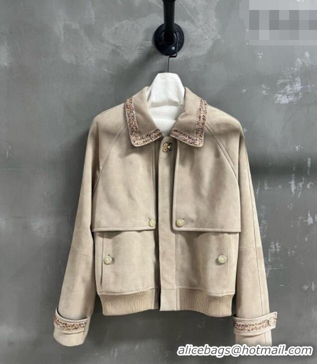 Luxury Discount Chanel Suede Jacket CH100121 Beige 2026