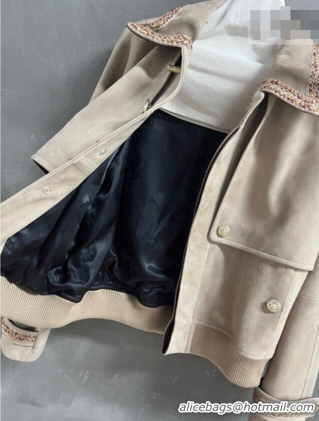 Luxury Discount Chanel Suede Jacket CH100121 Beige 2026