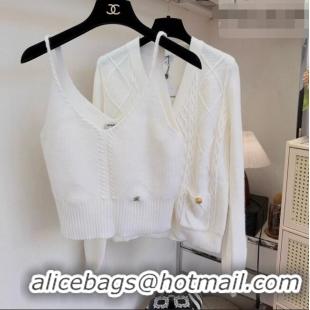 Luxury Discount Chanel Wool Cardigan and Vest CH100607 White 2026