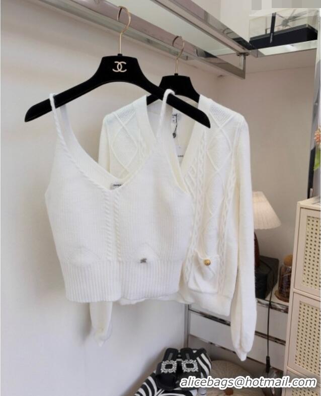 Luxury Discount Chanel Wool Cardigan and Vest CH100607 White 2026