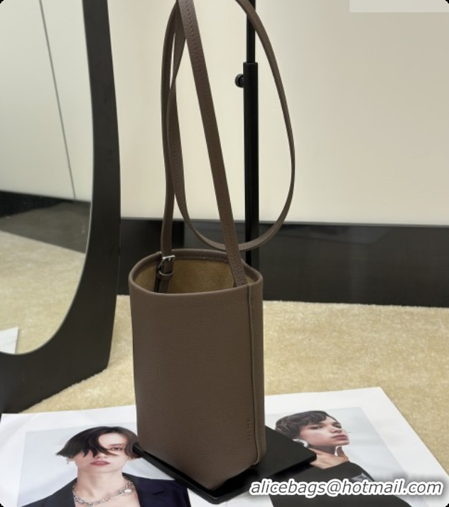 Big Discount The Row N/S Park Crossbody Bag in Bonaudo Grained Leather 8859 Smoked Taupe 2026